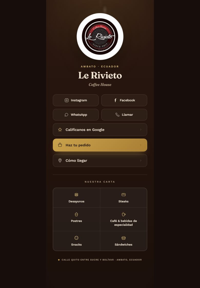Tarjeta digital de Le Rivieto Coffee House